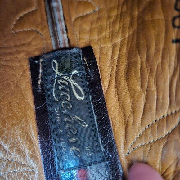 Lucchese Black Cherry Leather Boots Style P0134 Size 9 Men's - Picture 9 of 12